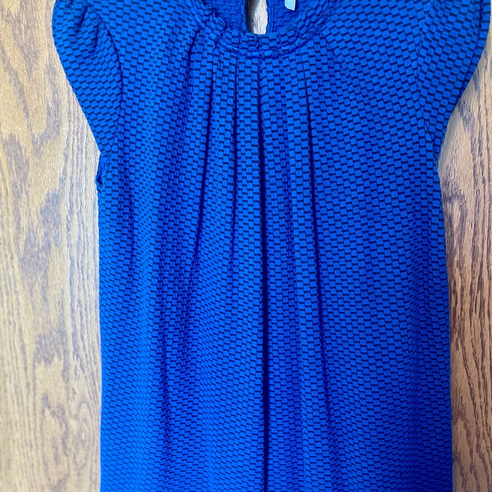 Elle Blue Cap Sleeve Pleated Blouse
